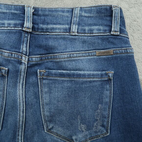 KanCan Jeans Junior's Size 7/27 Blue High-Rise Straight 28" Inseam Distressed - Picture 12 of 15